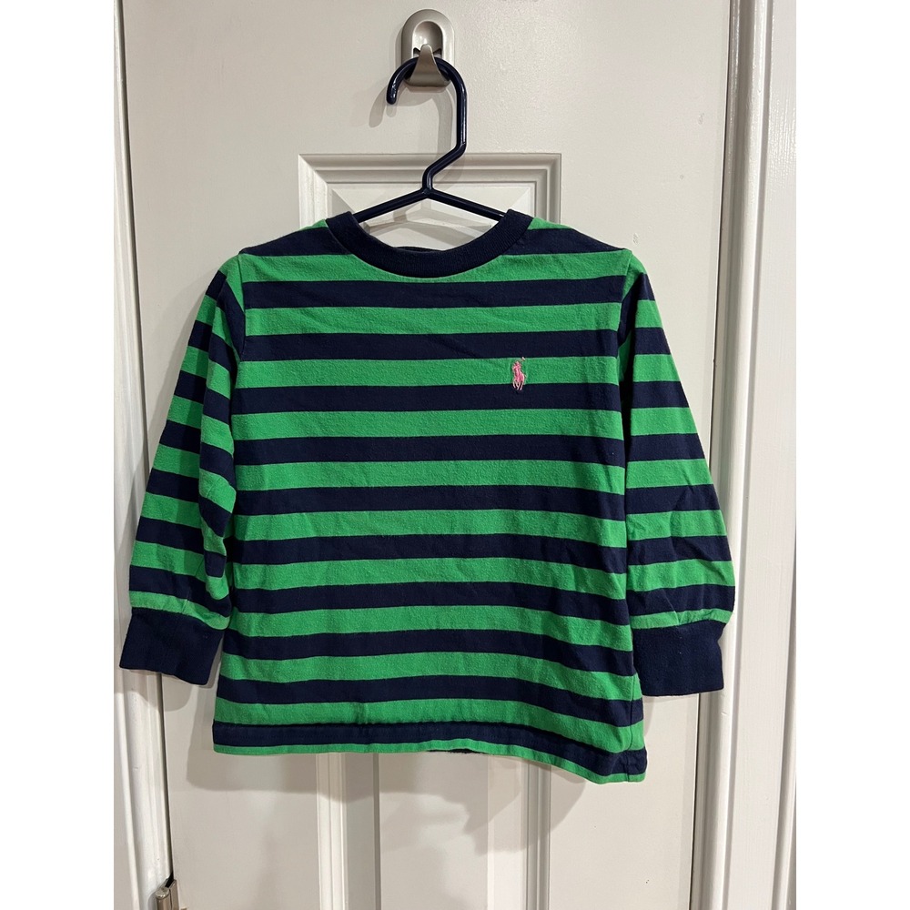 Polo Ralph Lauren Kids Green Navy Blue Striped Long Sleeve T-Shirt 2T 321512611